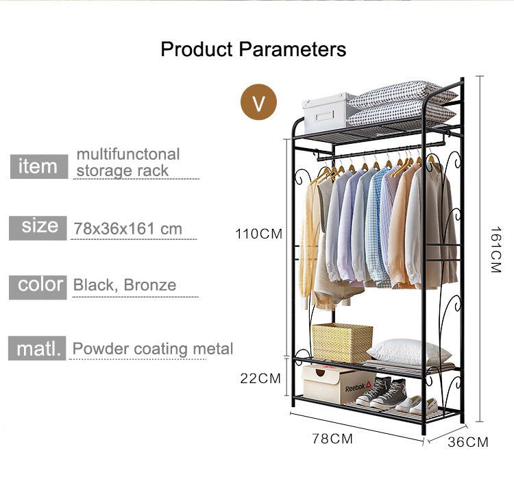 3-in-1 Floor-standing Foldable Clothes Drying Rack For The Bedroom