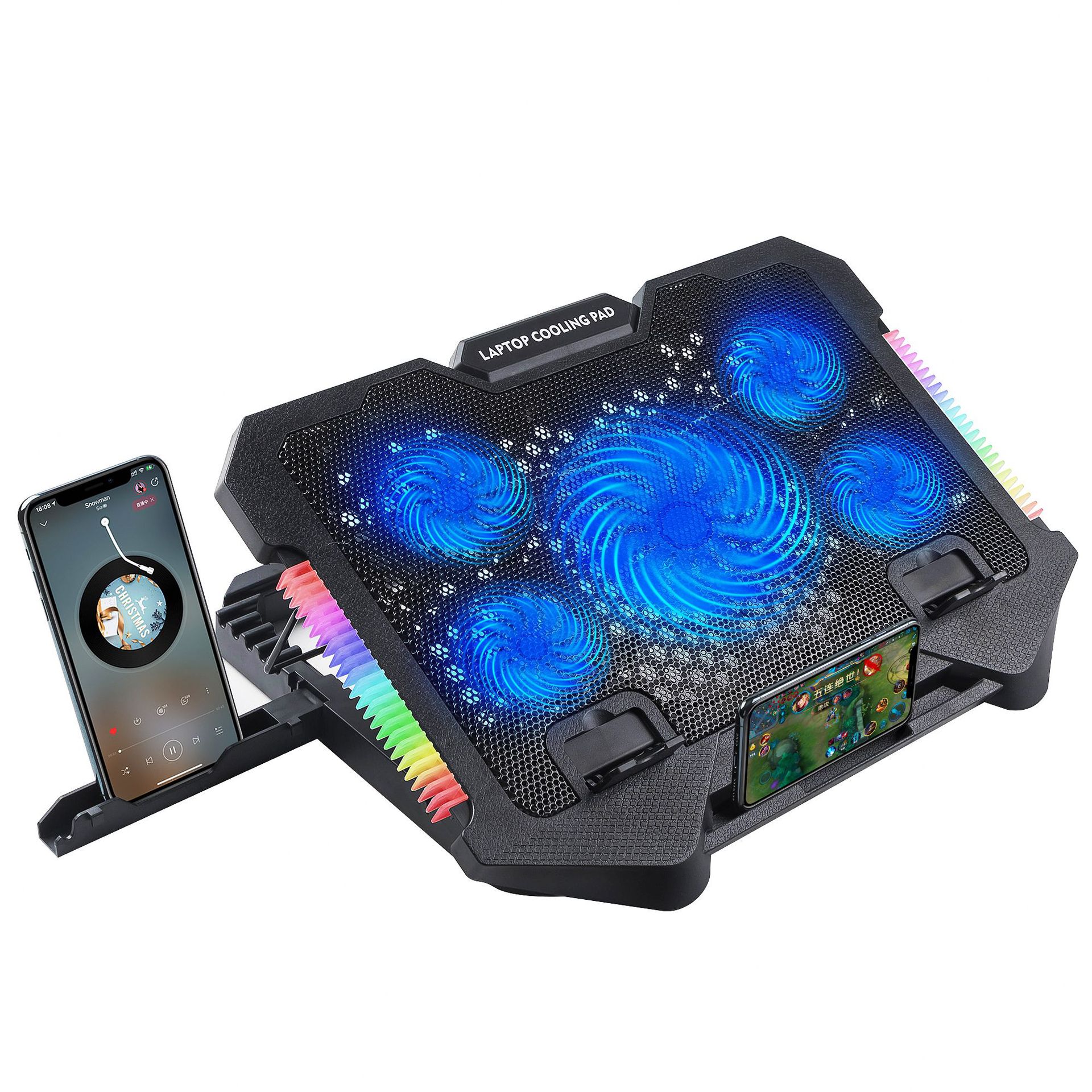 Laptop Cooling Pad, Air-Cooled, Variable-Speed, RGB Backlit Laptop Cooler
