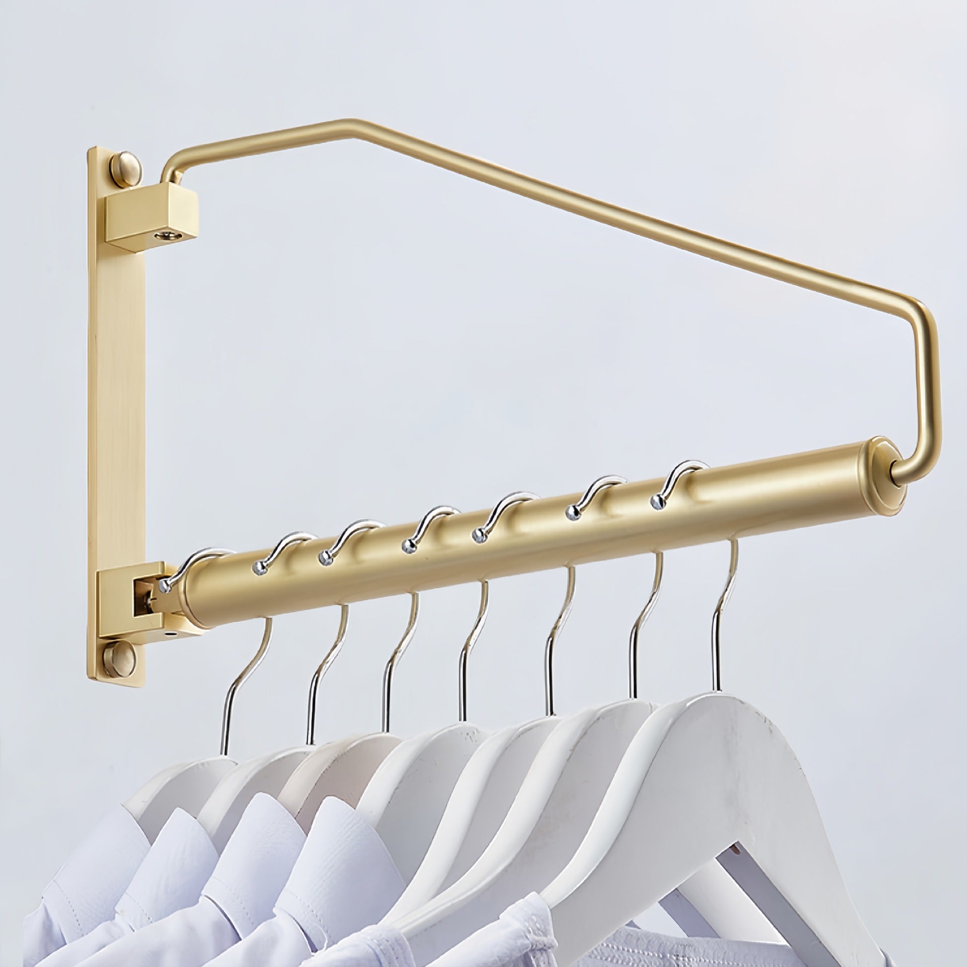 Foldable, Rotating Brushed Brass Invisible Clothes Drying Rack